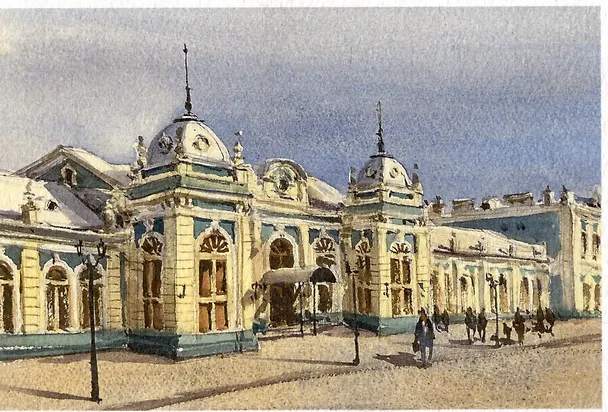 Открытка "Иркутск. Вокзал" 3009689 — 1