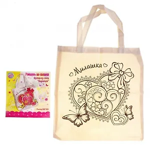 Сумка из льна с рисунком под роспись Сердечки (611633) (64SР-89298) (упаковка)