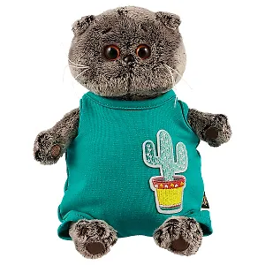 Игрушка мягкая Budi Basa, Басик в изумрудном комбинезоне с кактусом 19см Ks19-100