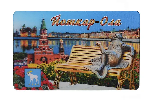 Магнит 3D винил Коллаж, Кот, Благовещенская башня (Йошкар-Ола) (028-118K2) 3148666 — 1
