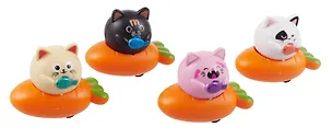 Инерционные машинки, фигурки животных Котики (набор 4 шт машинки + 4 шт морковки) 3031622