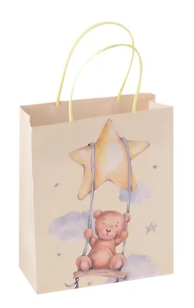 Пакет А5 25,5*21*10 "Мишка на качелях" дет., крафт 3040740