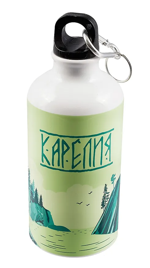 Бутылка с карабином Карелия зеленая(металл) (500мл) 2979601 — 1