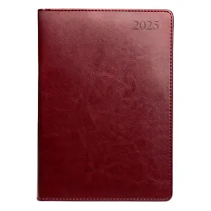 Ежедневник дат. 2025г. А5 176л "Berlin" бордовый, иск.кожа, тв.переплет, обл.поролон, прострочка, ляссе