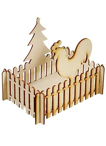Конфетница Петушок и елка для росписи (186х126х170) (162757) (игрушка из дерева) (Полноцвет)