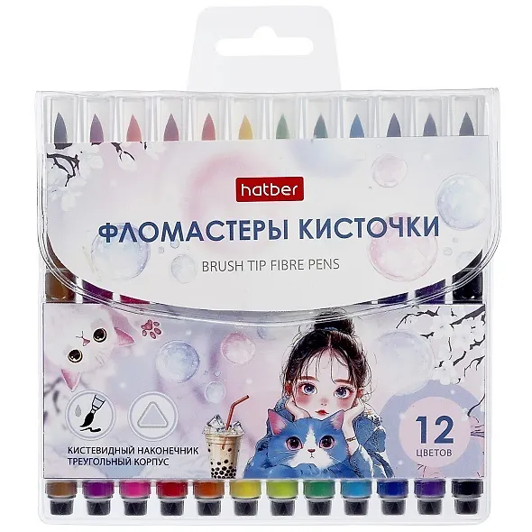 Фломастеры «Bubble -Tea» Hatber, 12 цветов 3119445 — 1