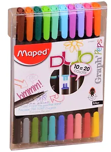 Ручки капиллярные Maped, Graph Peps Duo, 20 цветов