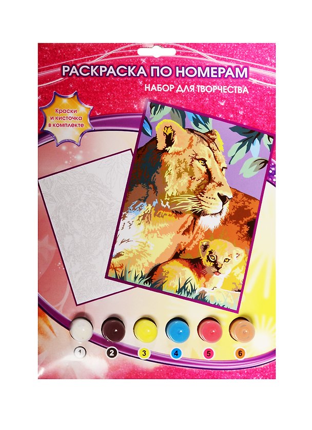 Набор для творч. MultiArt Раскр. по номерам Тигры (6038PB1) (краски/6цв.+кисть) (3+) (упаковка) (в кор. 3х24шт) 2516967 — 1