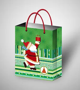 Пакет подарочный бумажный А5 18*22,7 ламинат, 3D, блестки, Новый Год, ассорти М, МегаМАГ