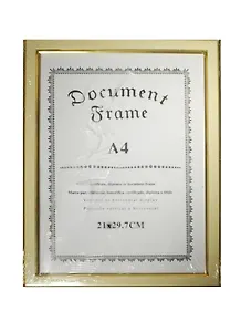 Фоторамка пластик 21*30 "Двойная желтая кайма" кремовая, гладкая