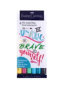 Набор капиллярных ручек "Pitt Artist Pen Lettering" ассорти, 6шт., 0,3мм/Brush