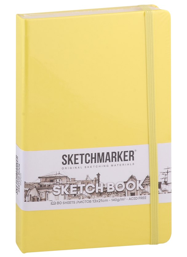 Скетчбук 13*21 80л "Sketchmarker" лимонный, нелинованн. 140г/м2, слоновая кость, тв.обл. 2969485 — 1