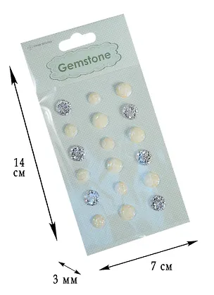 Стикеры полубусины белые/серые, 18шт 2540005