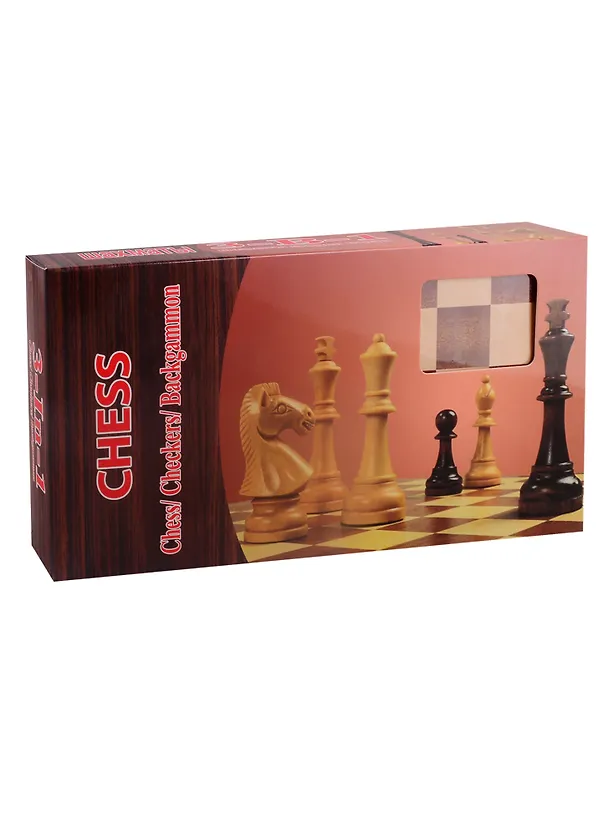 Игра настольная Рыжий кот Игра 3 в 1 дерево (нарды, шашки, шахматы) (29х14.5х3 см) фигуры дерево в коробке AN02596 2794858 — 1
