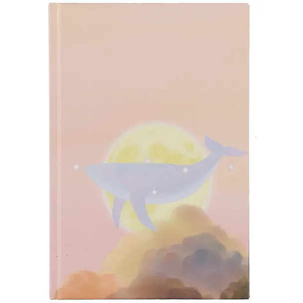 Книга для записей А5 100л кл. "Whale in the clouds" 7БЦ, мат.ламинация, ляссе, ассорти, инд.уп. 2882767 — 1