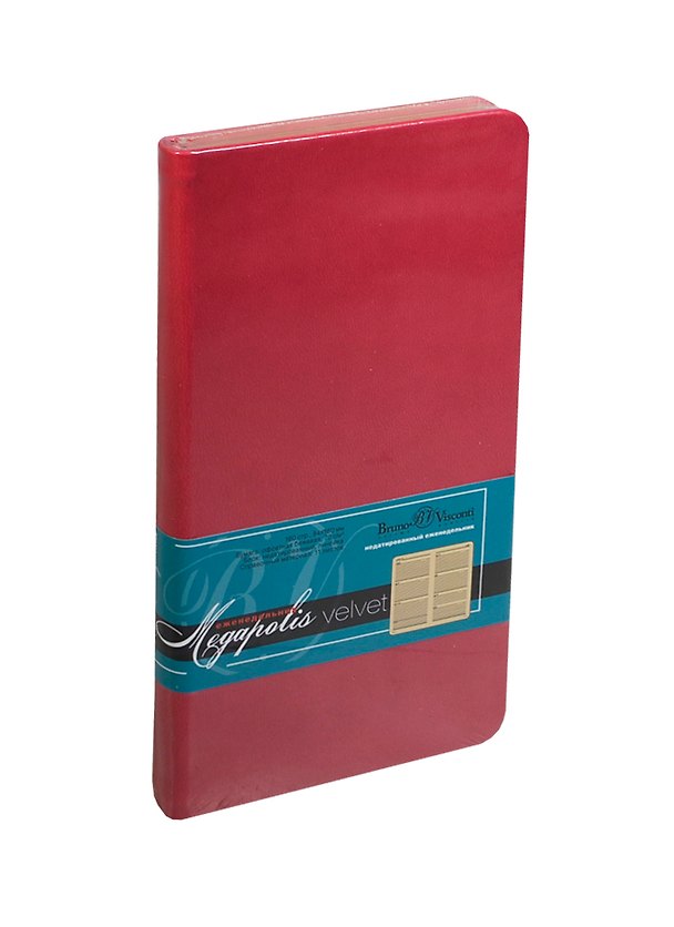 Еженедельник недат. А6 80л "MEGAPOLIS VELVET" фуксия, иск.кожа, тонир.блок, золотой обрез, ляссе, Bruno Visconti 233613 — 1