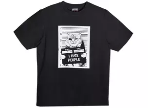 Футболка Кот I hate people (черная) (текстиль) (one size) (ФЧ2021-006) — 2874655 — 1