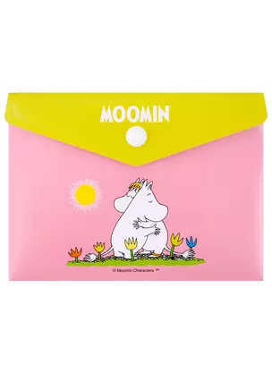 Папка-конверт А6 на кнопке MOOMIN "Муми-тролль и Фрекен Снорк обнимаются" — 2948917 — 1