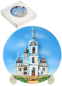 Тарелка Дмитров (декоративная рельефная цв.синий) (D10) (091-10-63)