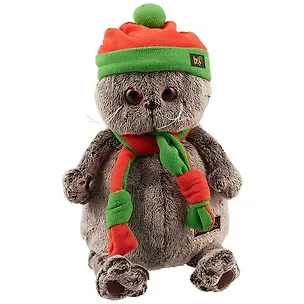 Мягкая игрушка Басик в оранжево-зеленой шапке с шарфиком (30 см) (Ks30-087) 2697749