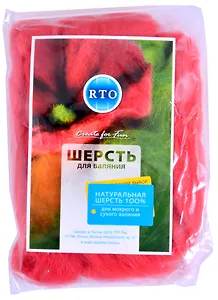 Шерсть для валяния РТО 30гр, коралл