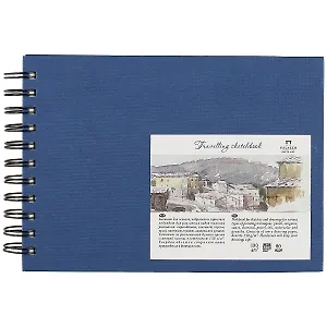 Скетчбук А5 80л "Travelling sketchbook"  слоновая кость, рисов.бумага 130г/м2, горизонтальный, пружина слева, Гознак