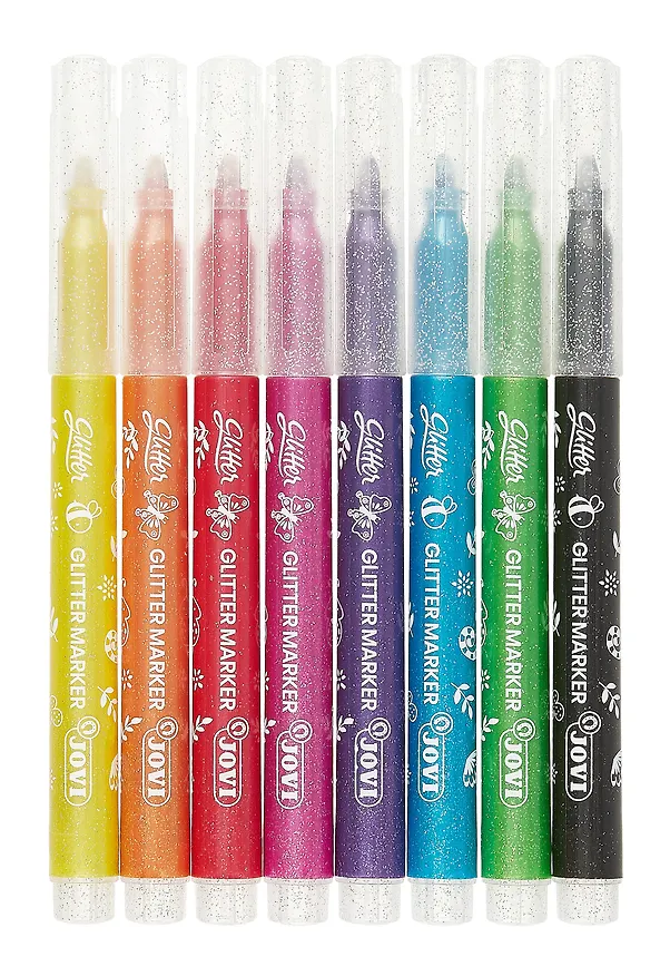 Фломастеры «Glitter» Carioca, 8 цветов, с блестками, смываемые 3050907 — 2