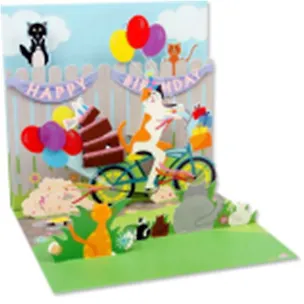 3D открытка Кот на велосипеде (Cat and Cake Bike Ride) (мини) (TR156) 2384705