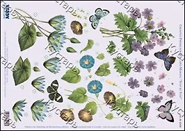 Аппликация бумажная вырубная для объемных рисунков (G82106) Цветы 6