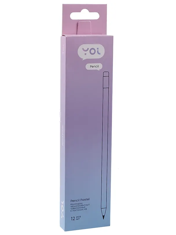 Карандаши ч/гр 12шт с ластиком "Pastel" трехгранные, ассорти, Yoi 3078486 — 6