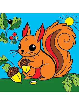 Холст с красками. Белочка с орешками 3091326