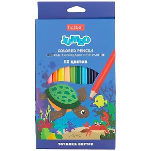 Карандаши цветные Hatber, Jumbo, 12 цветов с точилкой
