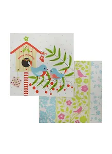 Набор салфеток для декупажа Птички домаНежная полоска бирюзовый (10/9000024724655)