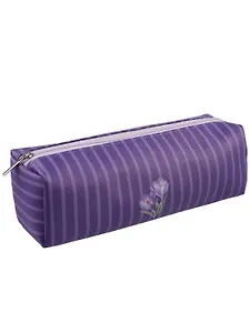 Пенал-косметичка на молнии, из ткани, с подкладкой "Lavender", темно-сиреневый в полоску, Yoi