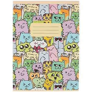 Тетрадь в клетку Unnika, "Разноцветные коты", А4, 48 листов