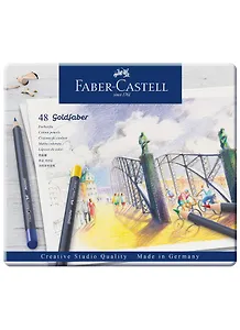 Карандаши цветные"Goldfaber" 48цв., круглые, метал. коробка, Faber-Castell