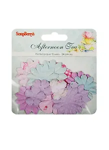 Набор принтованных бумажных цветочков 25мм, 30мм, 38мм Полуденный чай, 24шт