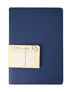 Ежедневник дат. 2026г. А5 176л "MAPLE" синий, 7Б, иск.кожа, обл.поролон, тв.переплет, тонир.блок, скругл.углы, ляссе, инд.уп