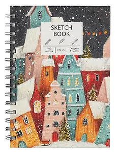 Скетчбук А5 100л "Зимний городок" белый офсет, 100г/м2, евроспираль
