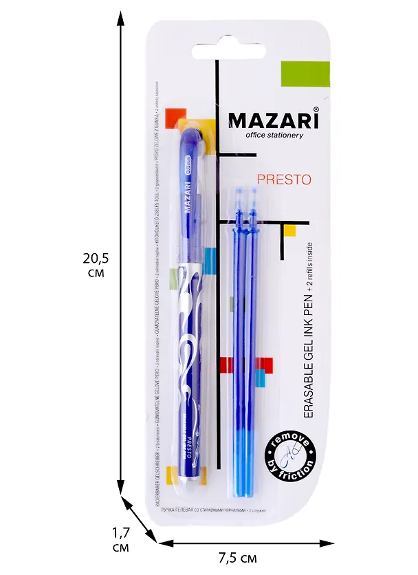 Гелевая ручка пиши-стирай синяя Presto, Mazari 2966951 — 2