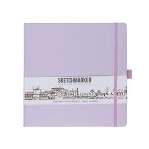 Скетчбук 20*20 80л "Sketchmarker" фиолетовый пастельный, 140г/м2, слоновая кость, тв.обл.
