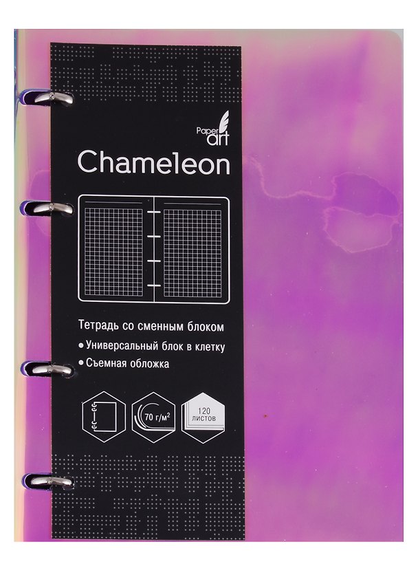Тетрадь на кольцах «CHAMELEON. Золотистый» 120 листов в клетку, А5, сменный блок - Listoff 246601 — 1