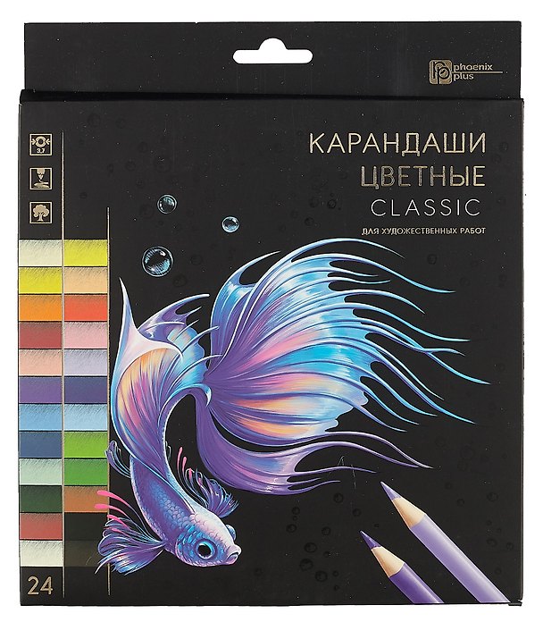 Карандаши цветные «Clasic», Феникс+, 24 цвета, в ассортименте 3043825 — 1