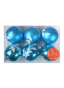 Набор шаров (6шт) (6см) Морозный узор пластик (39061)