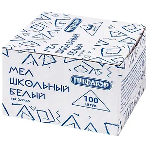 Мелки белые 100шт квадратные, к/к, Пифагор 3132540