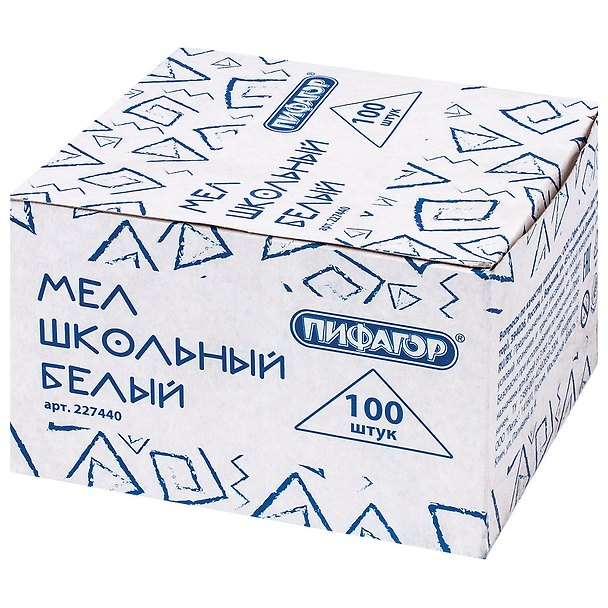 Мелки белые 100шт квадратные, к/к, Пифагор 3132540 — 1