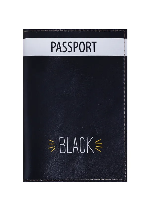 Обложка для паспорта Black (кожа) (ПВХ бокс) (ОК2018-16) 2675499 — 1