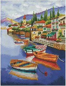 Алмазная мозаика ТРИ СОВЫ "Пристань", 30*40см, холст на деревянном подрамнике