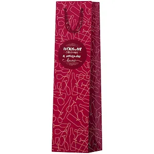 Пакет бутылочный 36*12*8,5 "Red theme" нейтр., бум.мат.ламинат