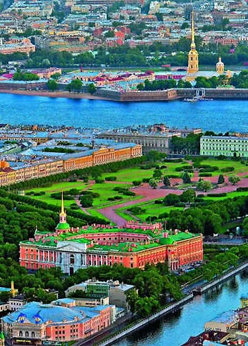 Открытка с видами (СПб) Михайловский замок.Марсово поле и Петропавловская [SPB-004] 334413 — 1
